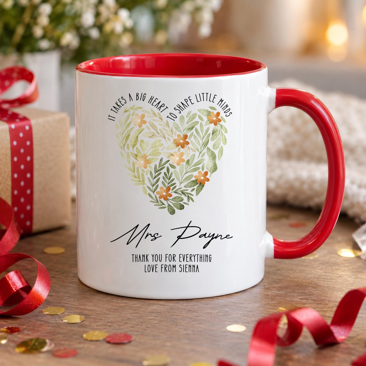 Personalised Leaf Heart Teacher Ceramic Mug - detail 8