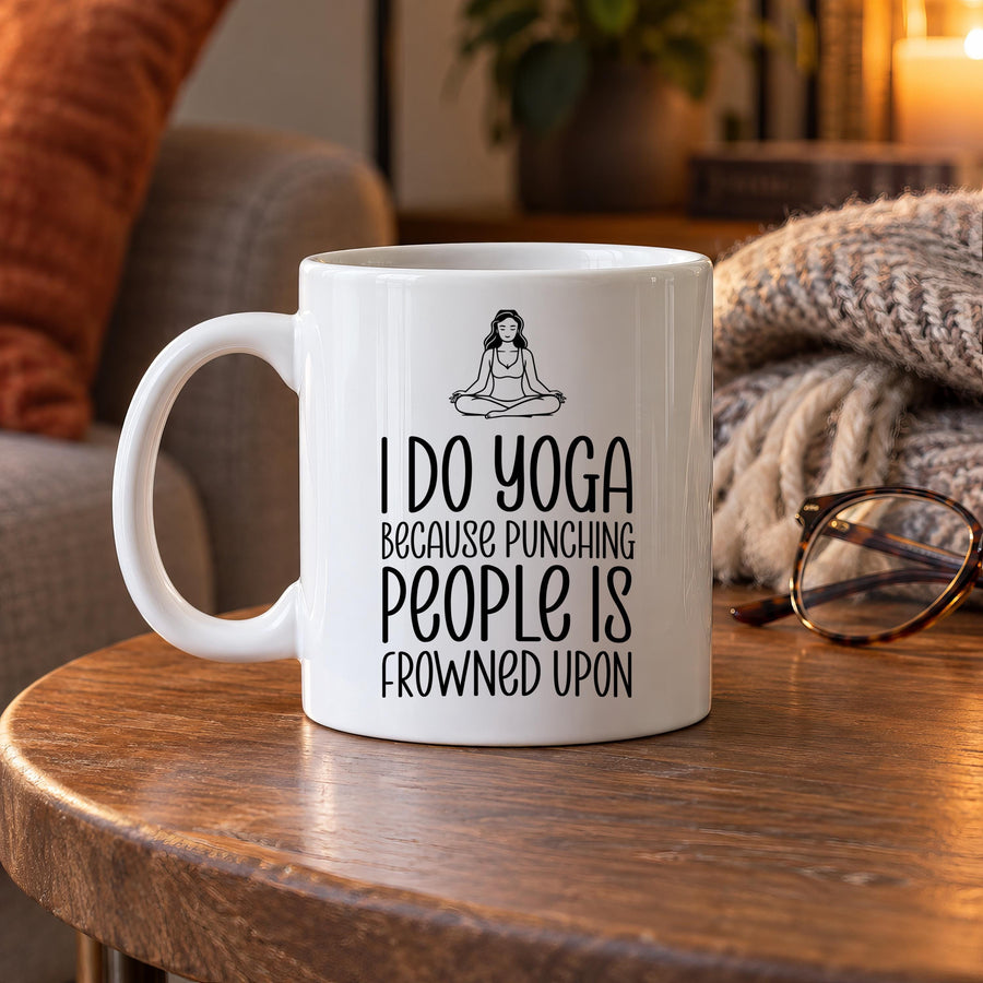 Funny Yoga Ceramic Mug - photo of the finished product