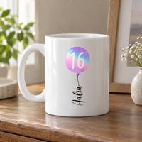 Personalised Number 16 Balloon Ceramic Mug - detail 6