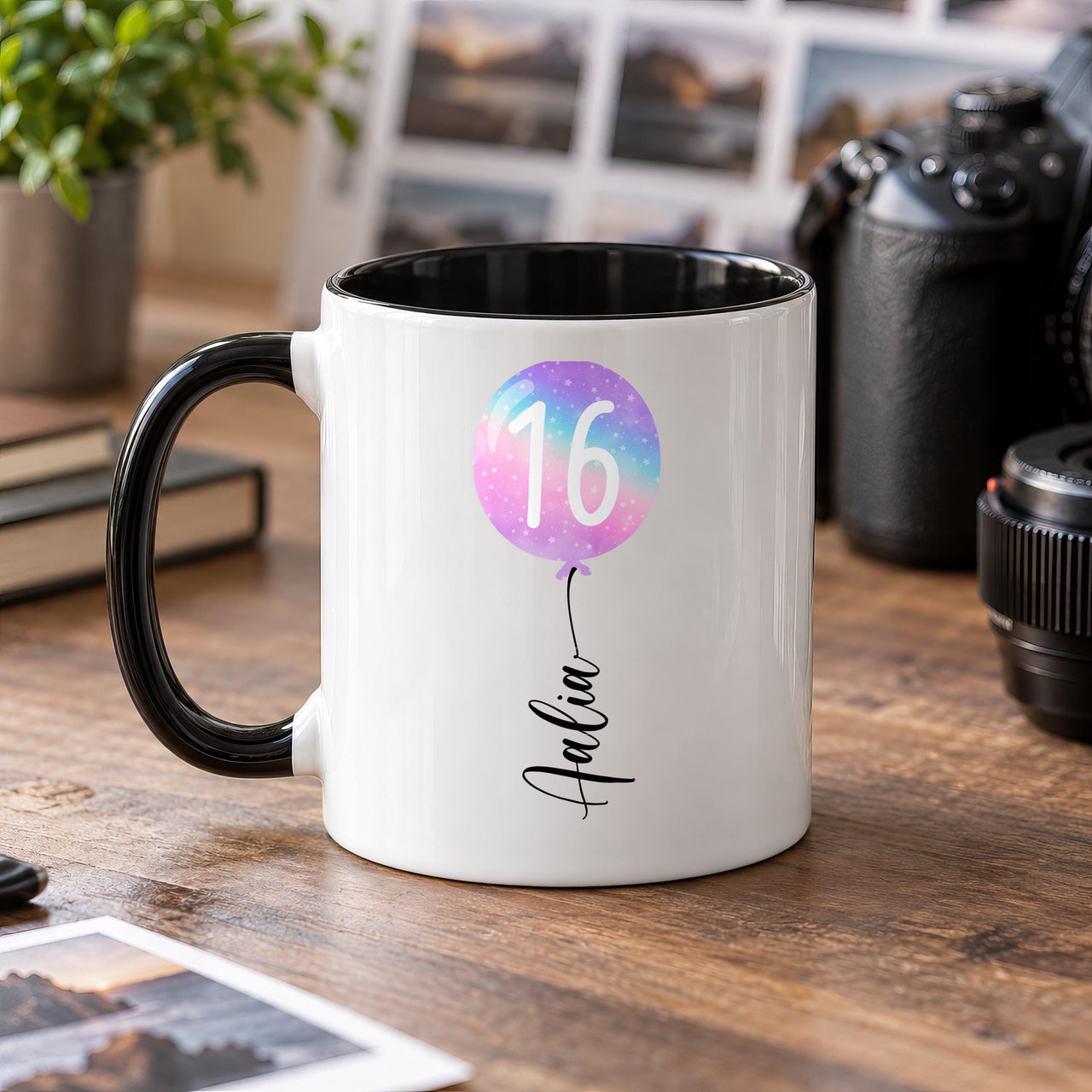 Personalised Number 16 Balloon Ceramic Mug - detail 7