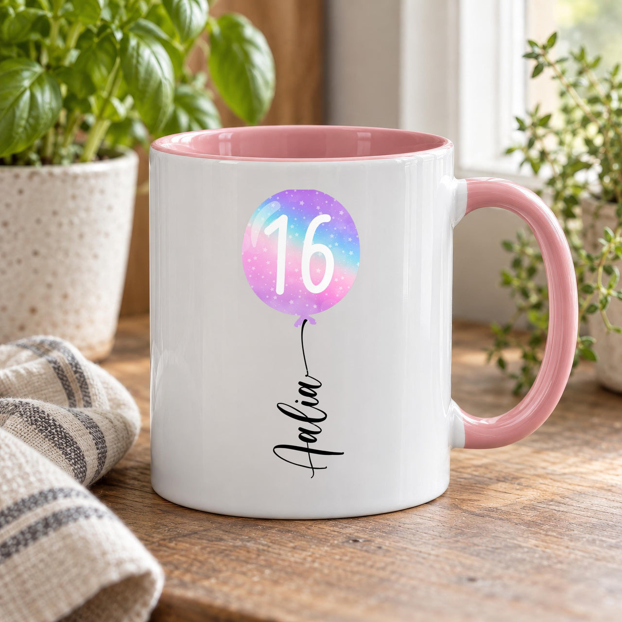 Personalised Number 16 Balloon Ceramic Mug - detail 9