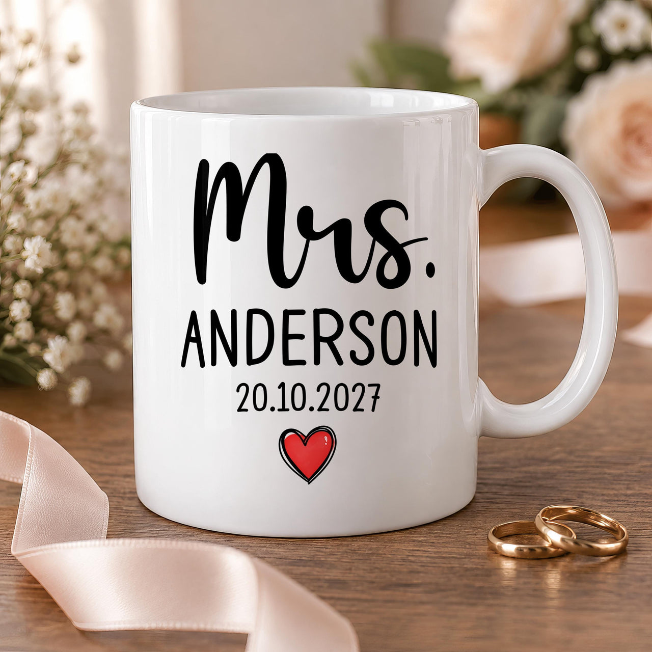 Personalised New Mrs Ceramic Mug - detail 1