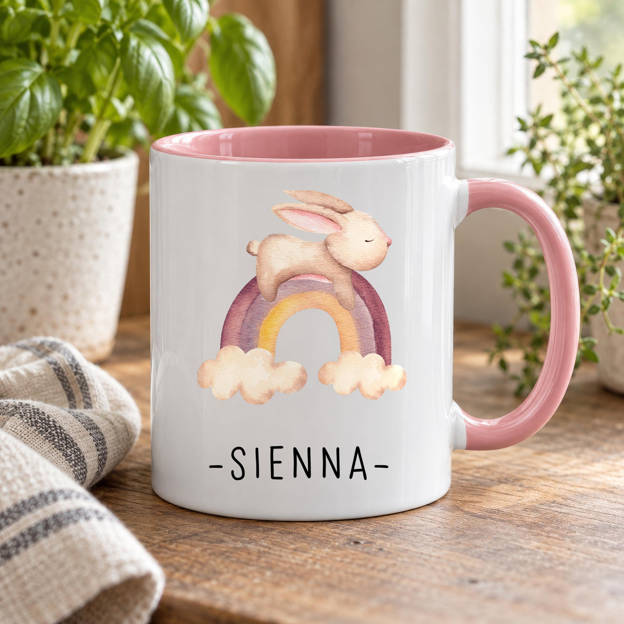 Personalised Bunny on Rainbow Ceramic Mug - detail 8