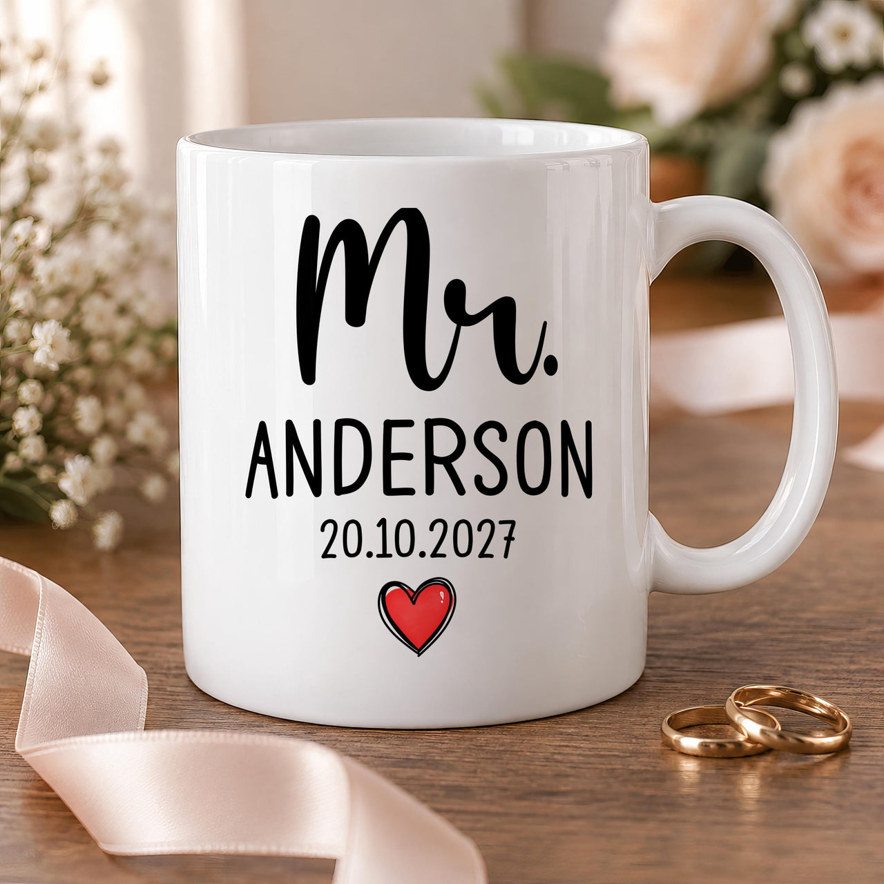Personalised New Mrs Ceramic Mug - lifestyle