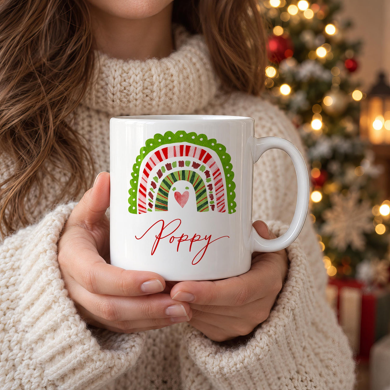 Personalised Christmas Rainbow Ceramic Mug - detail 6