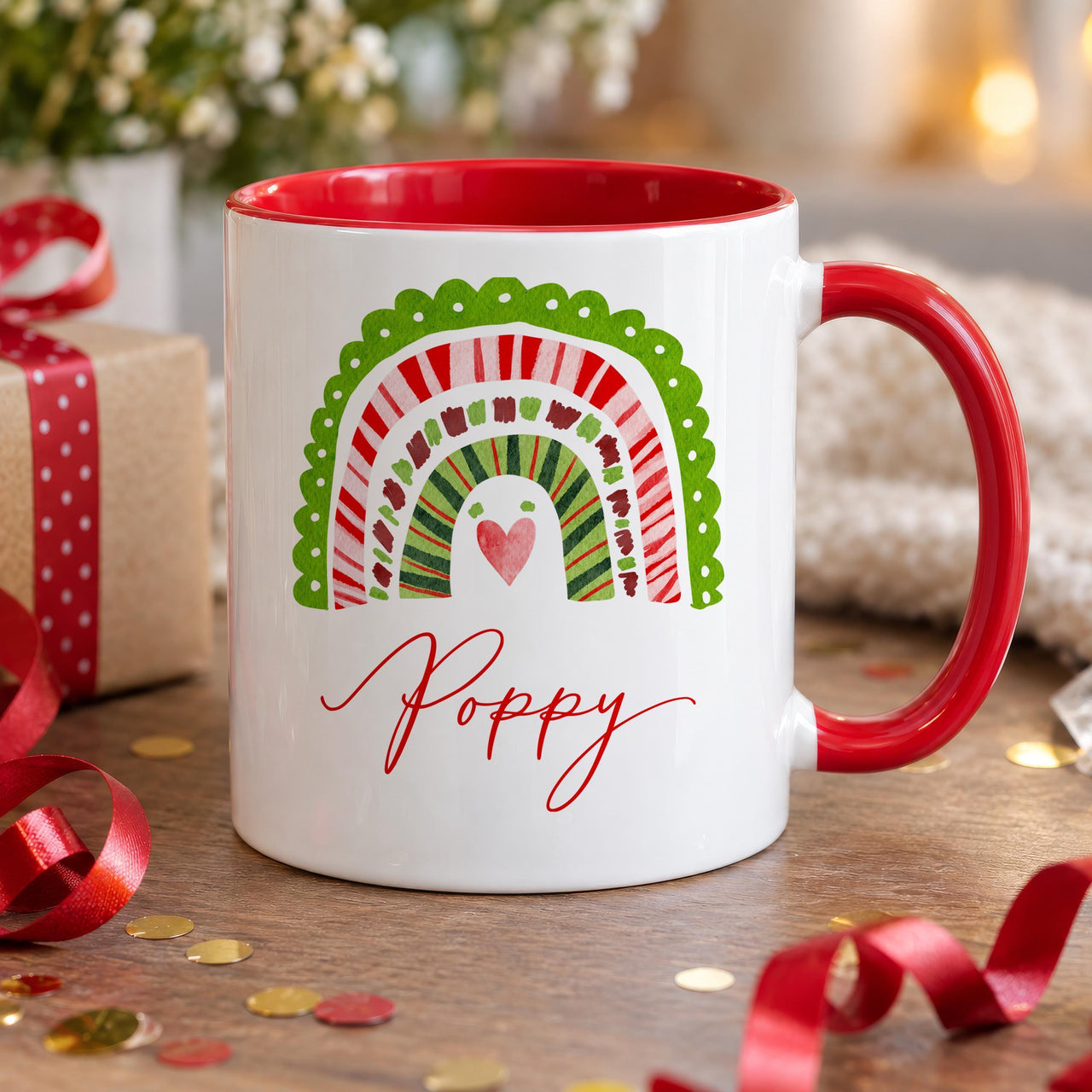 Personalised Christmas Rainbow Ceramic Mug - detail 8
