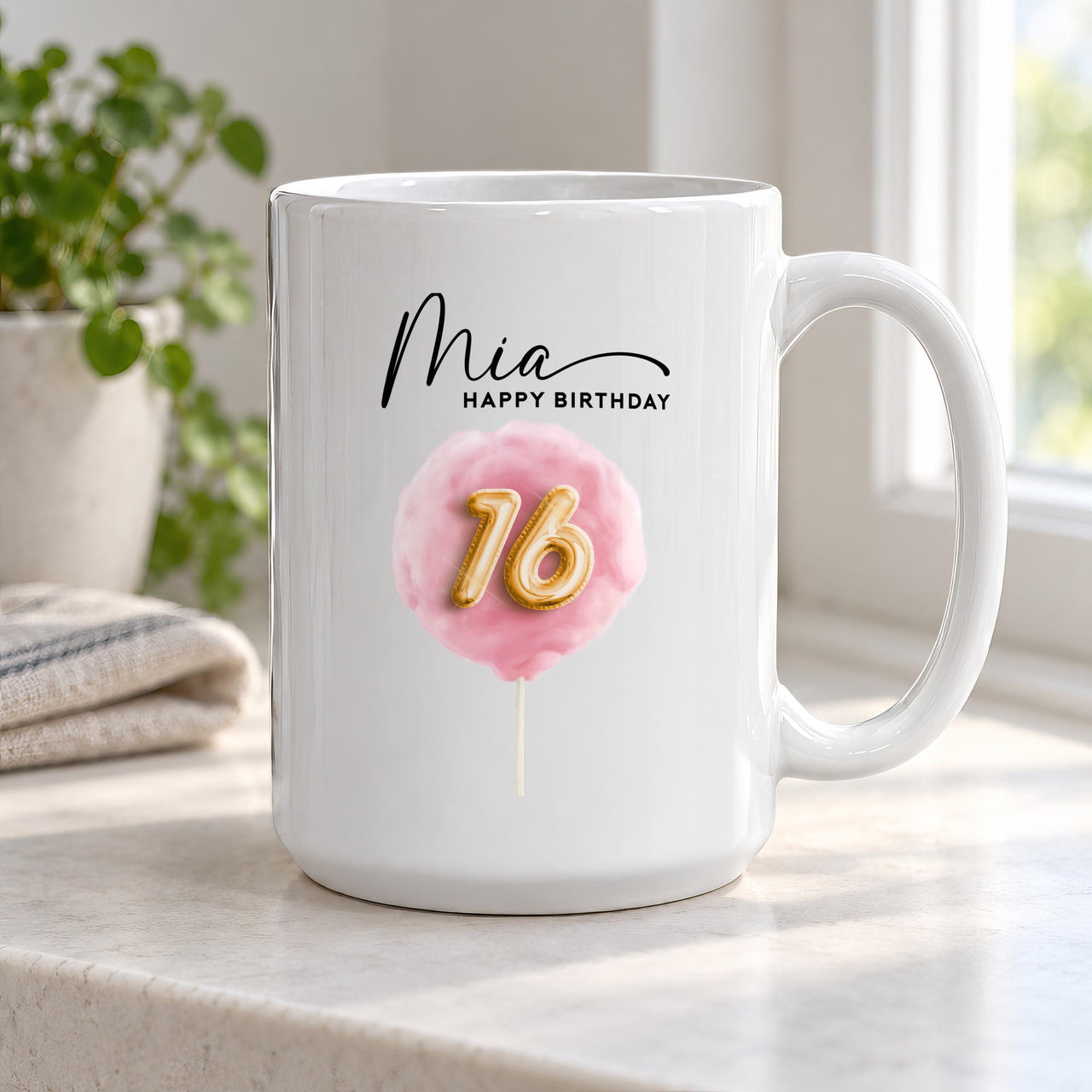 Personalised 16th Birthday Balloon Ceramic Mug - detail 13
