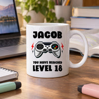 Personalised Level 18 Gamer Ceramic Mug - lifestyle