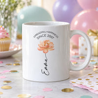 Personalised Peach Flower Ceramic Mug - detail 6