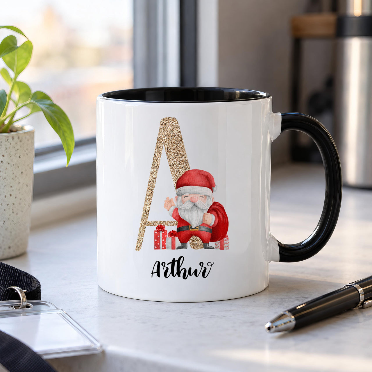 Personalised Christmas Glitter Initial Ceramic Mug - detail 7