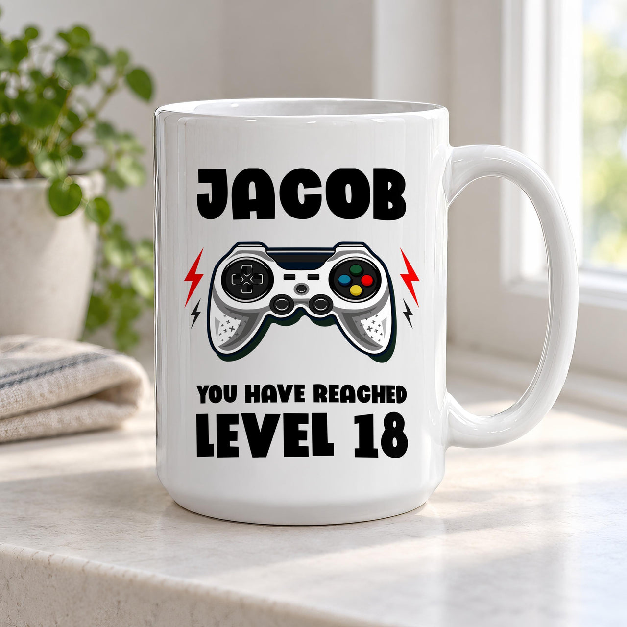 Personalised Level 18 Gamer Ceramic Mug - detail 13