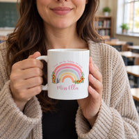 Personalised Rainbow Teacher Ceramic Mug - lifestyle