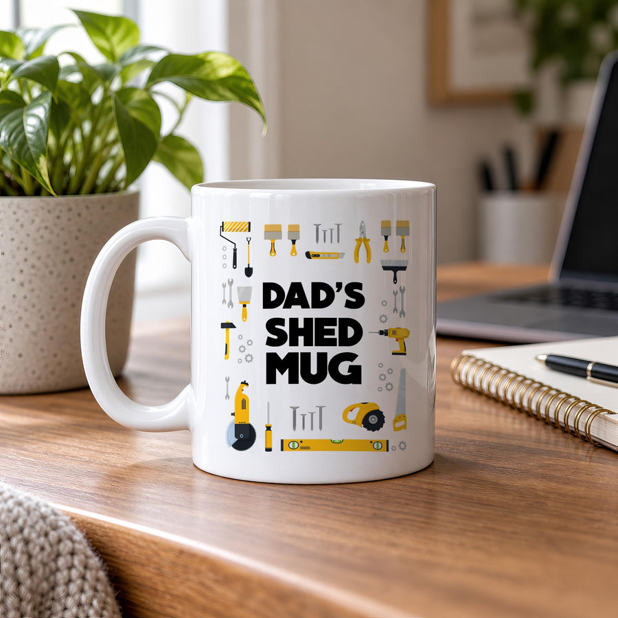 Personalised Dad's Shed Ceramic Mug - photo of the finished product