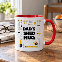 Dad's Shed mug with a red inside and handle