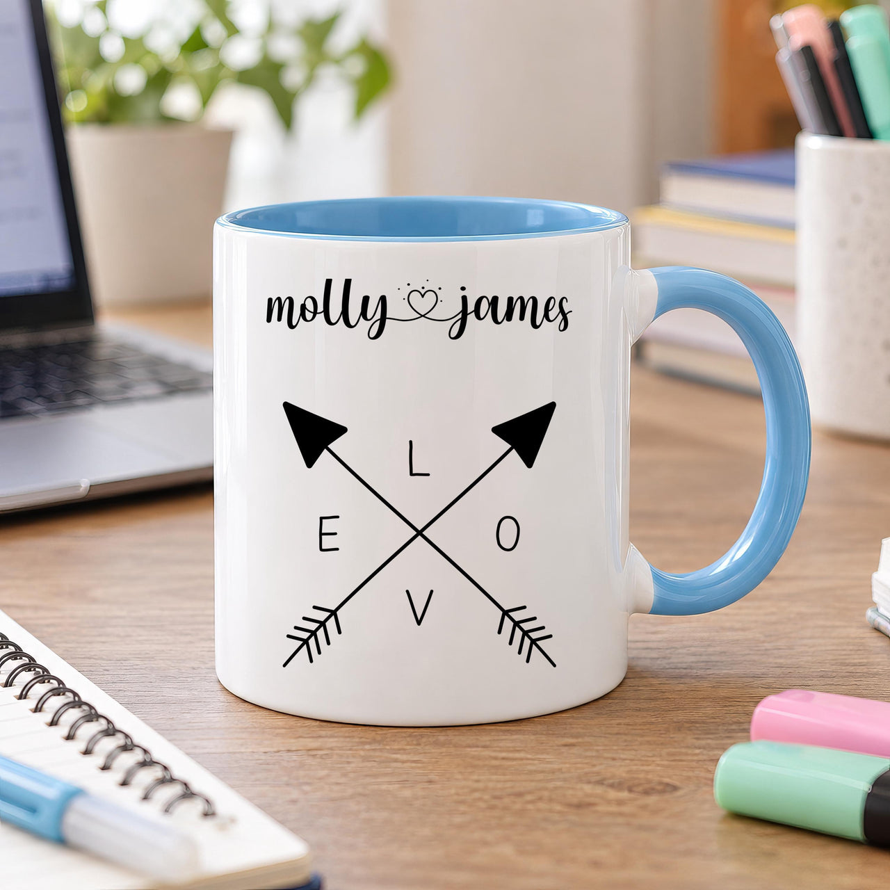 Personalised Heart and Love Arrows Ceramic Mug - detail 10