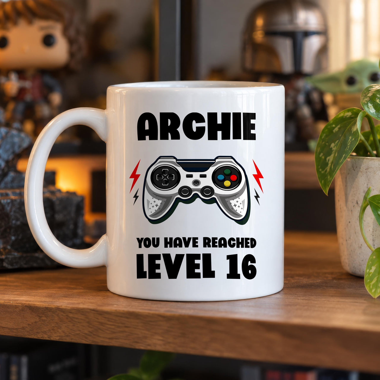 Personalised Level 16 Gamer Ceramic Mug - lifestyle