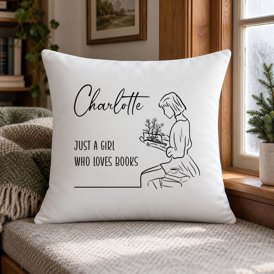 Personalised Book Lover Cushion, Reading Quote Added - photo of the finished product