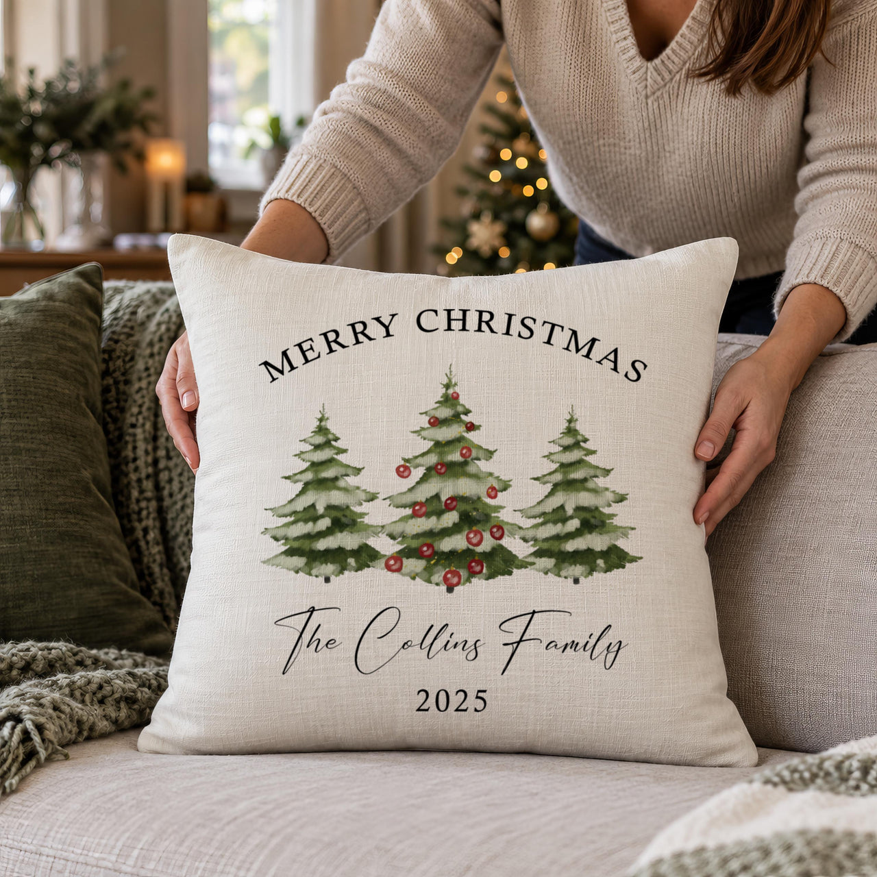 Personalised Christmas Tree Cushion