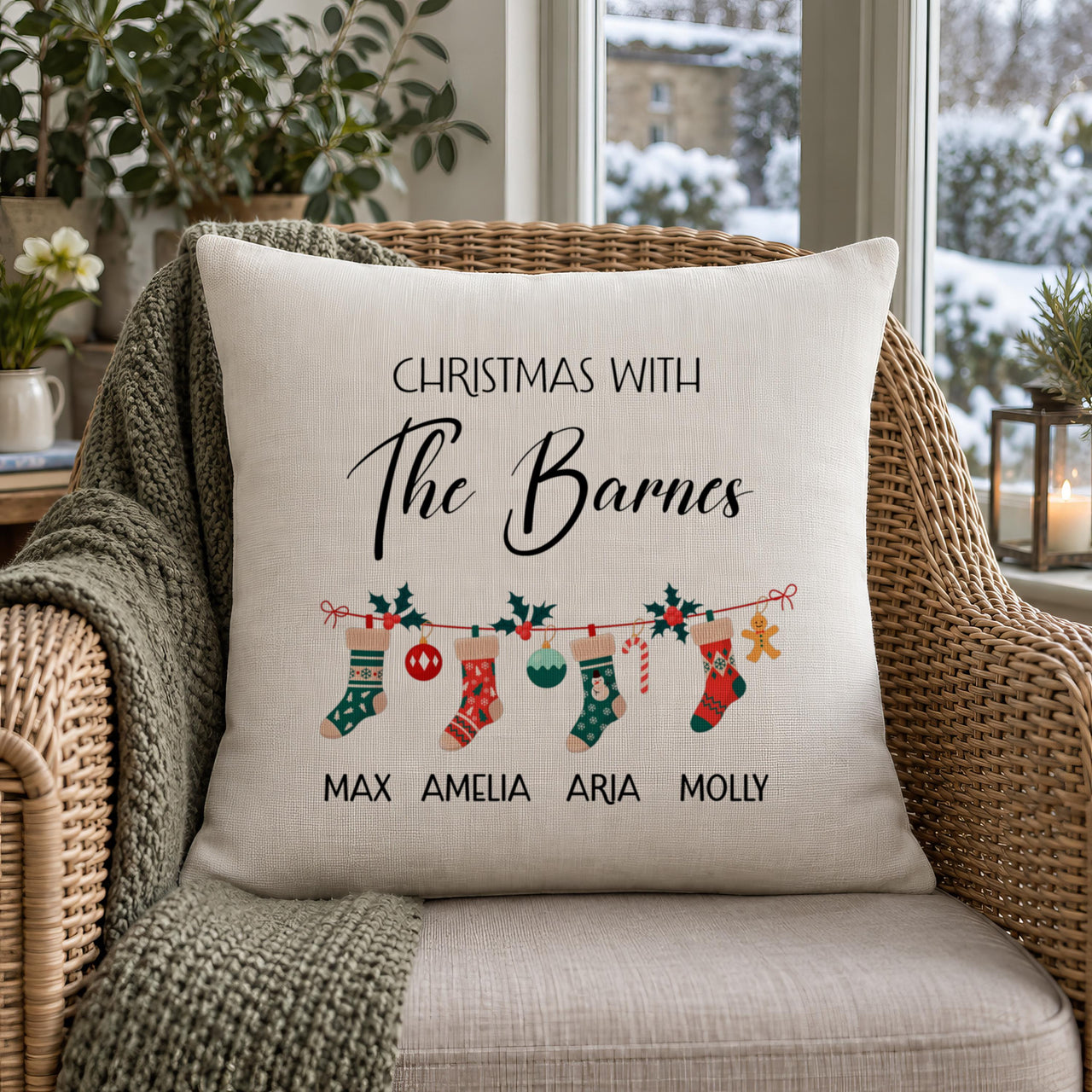 Personalised Garland Stockings Cushion