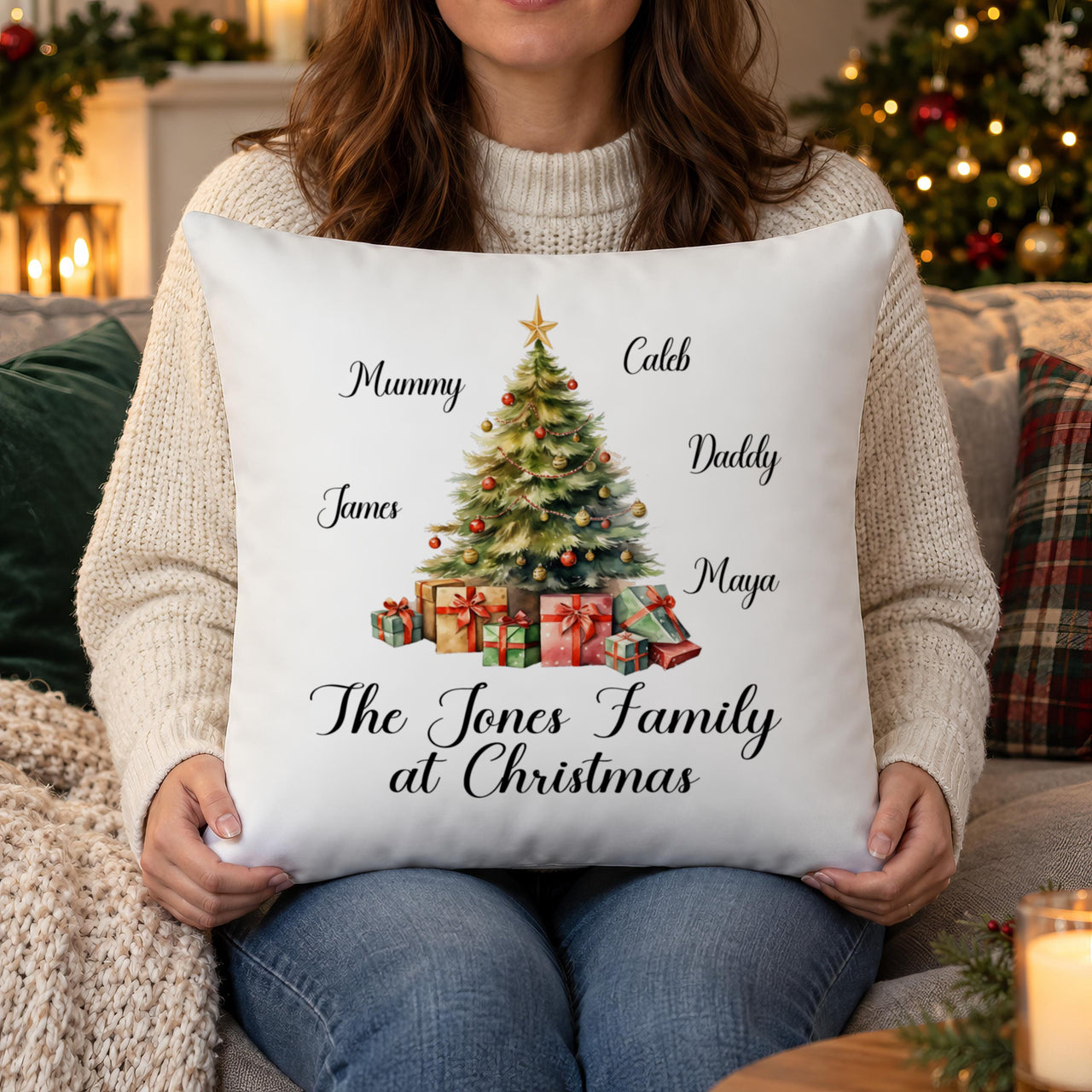 Family Christmas Tree Cushion