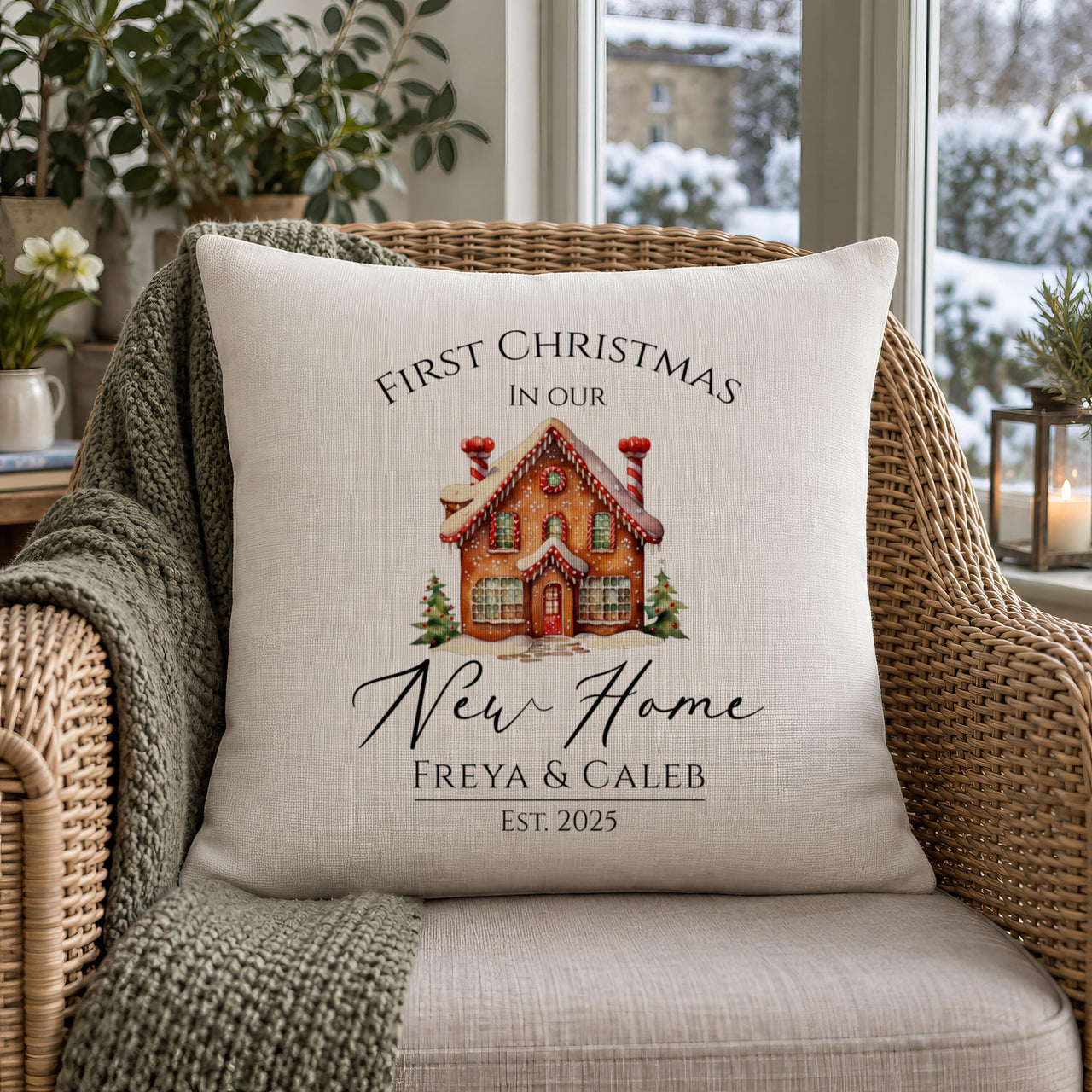 Personalised Gingerbread House Cushion