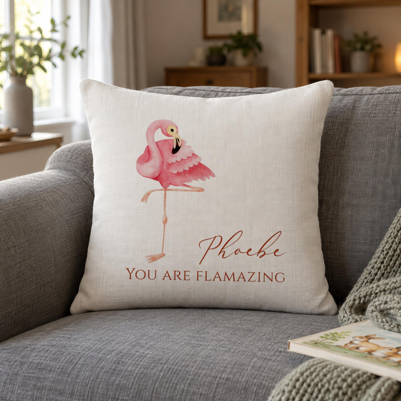 Personalised Flamingo Fun Cushion