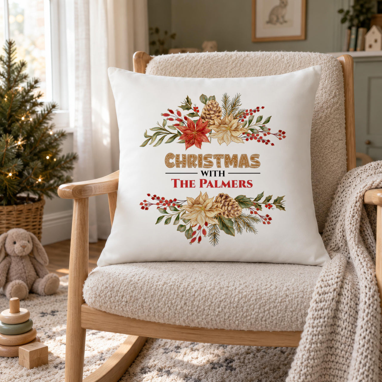 Personalised Family Christmas Cushion
