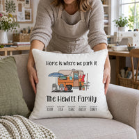 Personalised Caravan Family Cushion