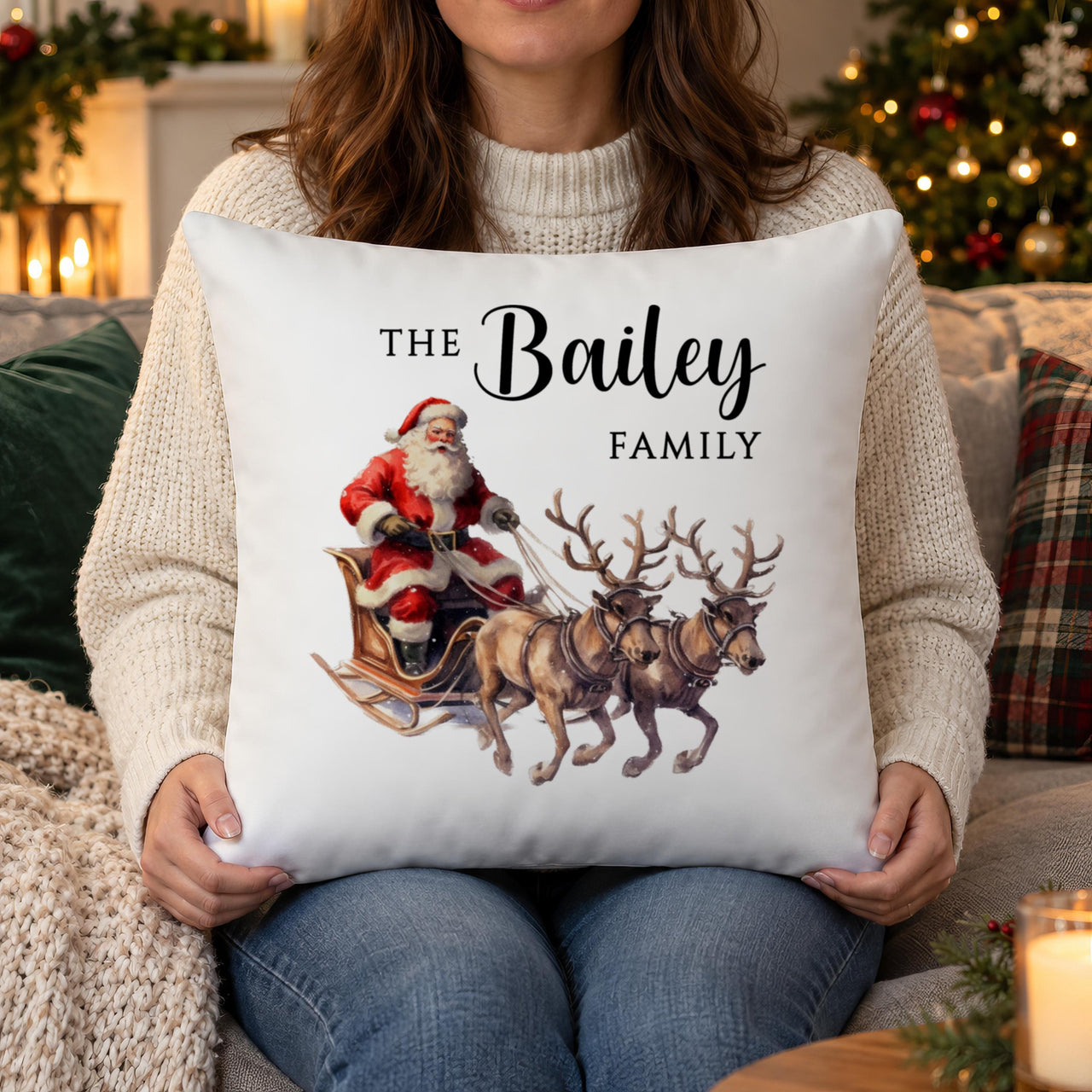 Personalised Family Christmas Cushion