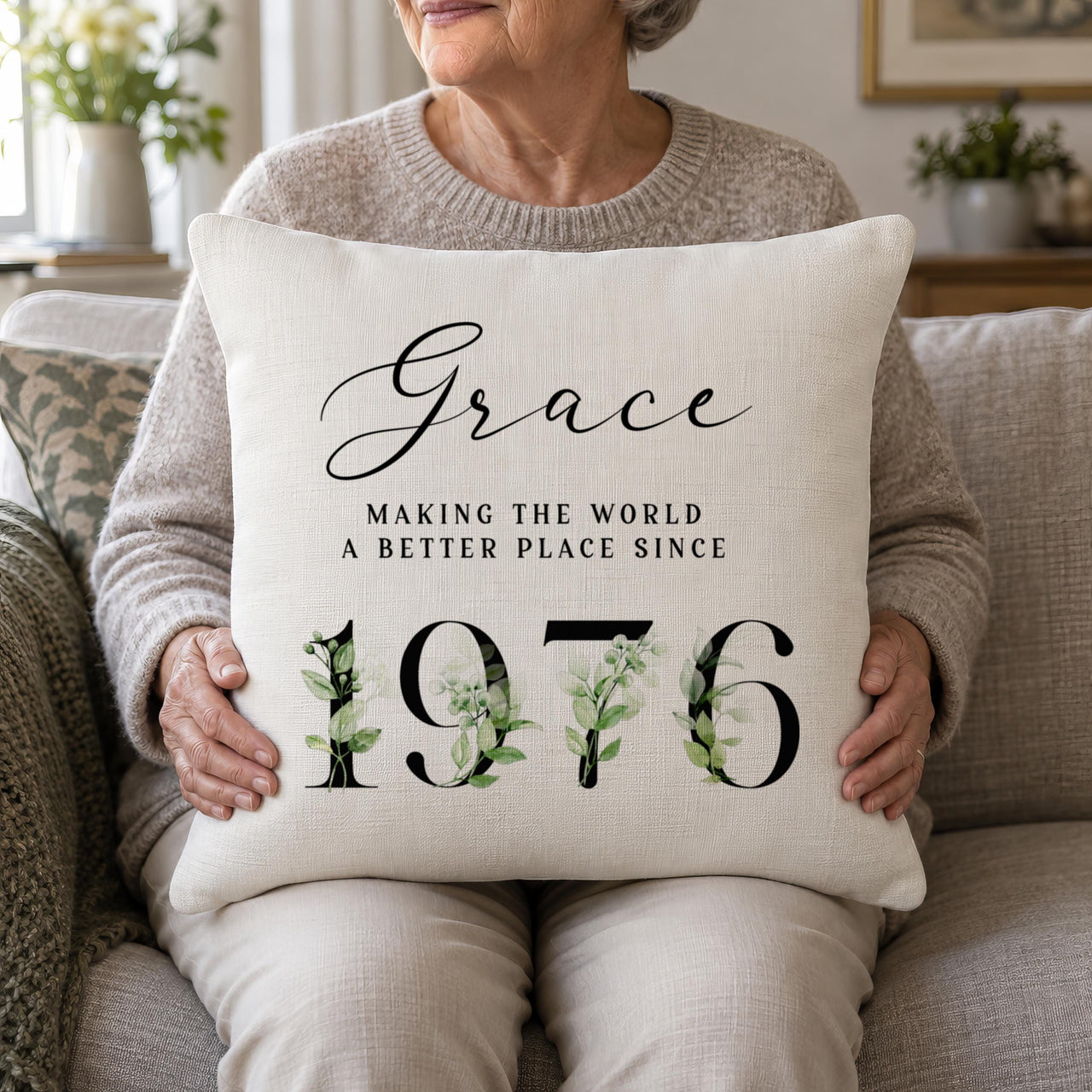 Personalised Floral Milestone Cushion