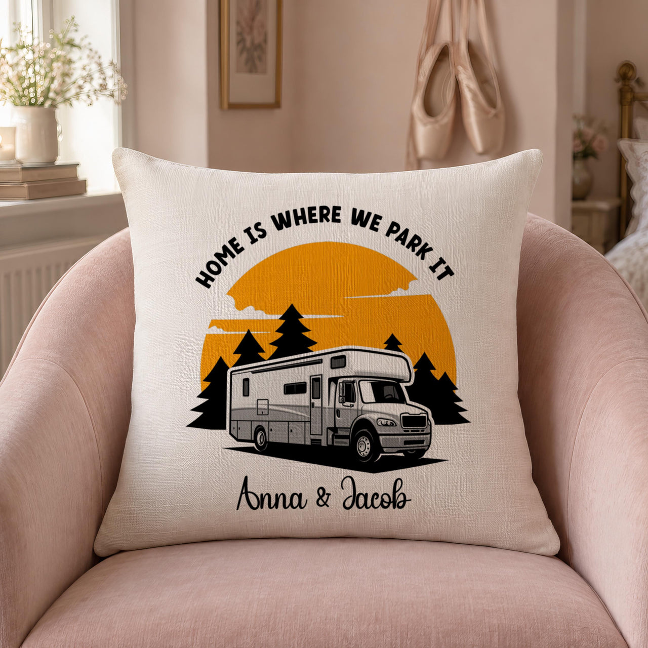 Personalised Motorhome Sunset Cushion