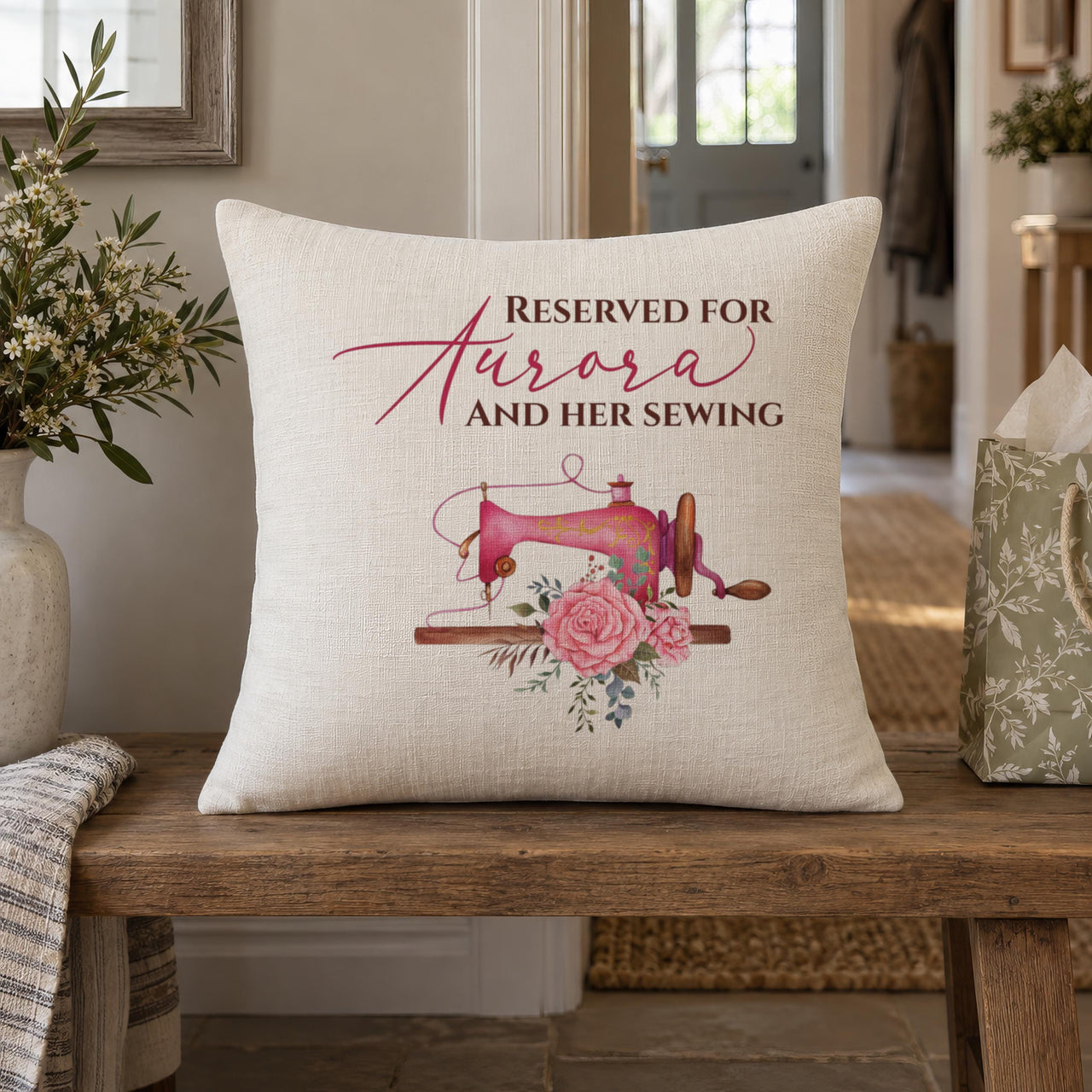 Personalised Vintage Sewing Cushion