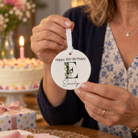 Personalised Leafy Monogram Ceramic Ornament - lifestyle