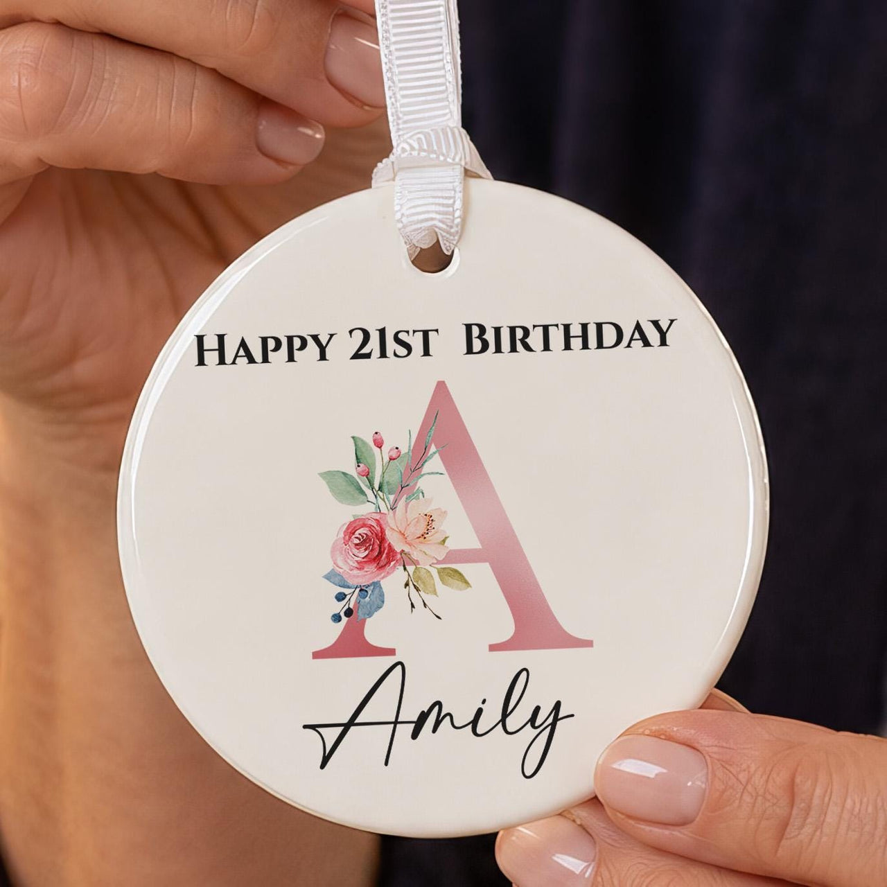 Personalised Floral Letter Ceramic Ornament - main photo
