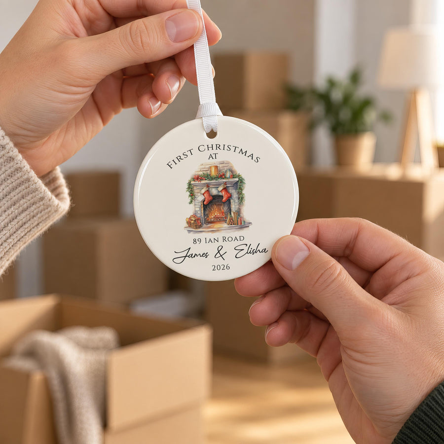 Personalised New Home Stockings Bauble - photo of the finished product