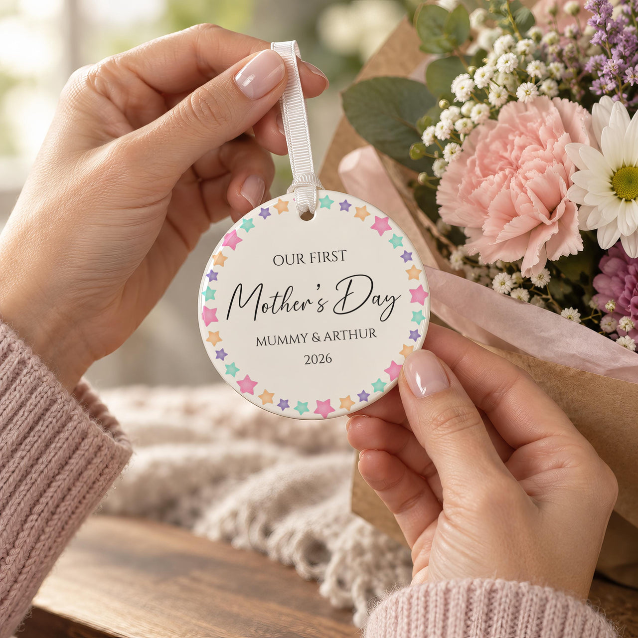 Personalised First Mother's Day Stars Ornament - lifestyle