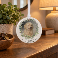 Personalised Pet Wreath Ceramic Bauble - lifestyle