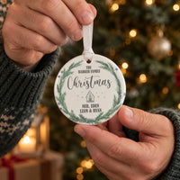 Personalised Pine Wreath House Ceramic Bauble - lifestyle