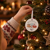 Personalised Santa Stop Here Ceramic Bauble - lifestyle