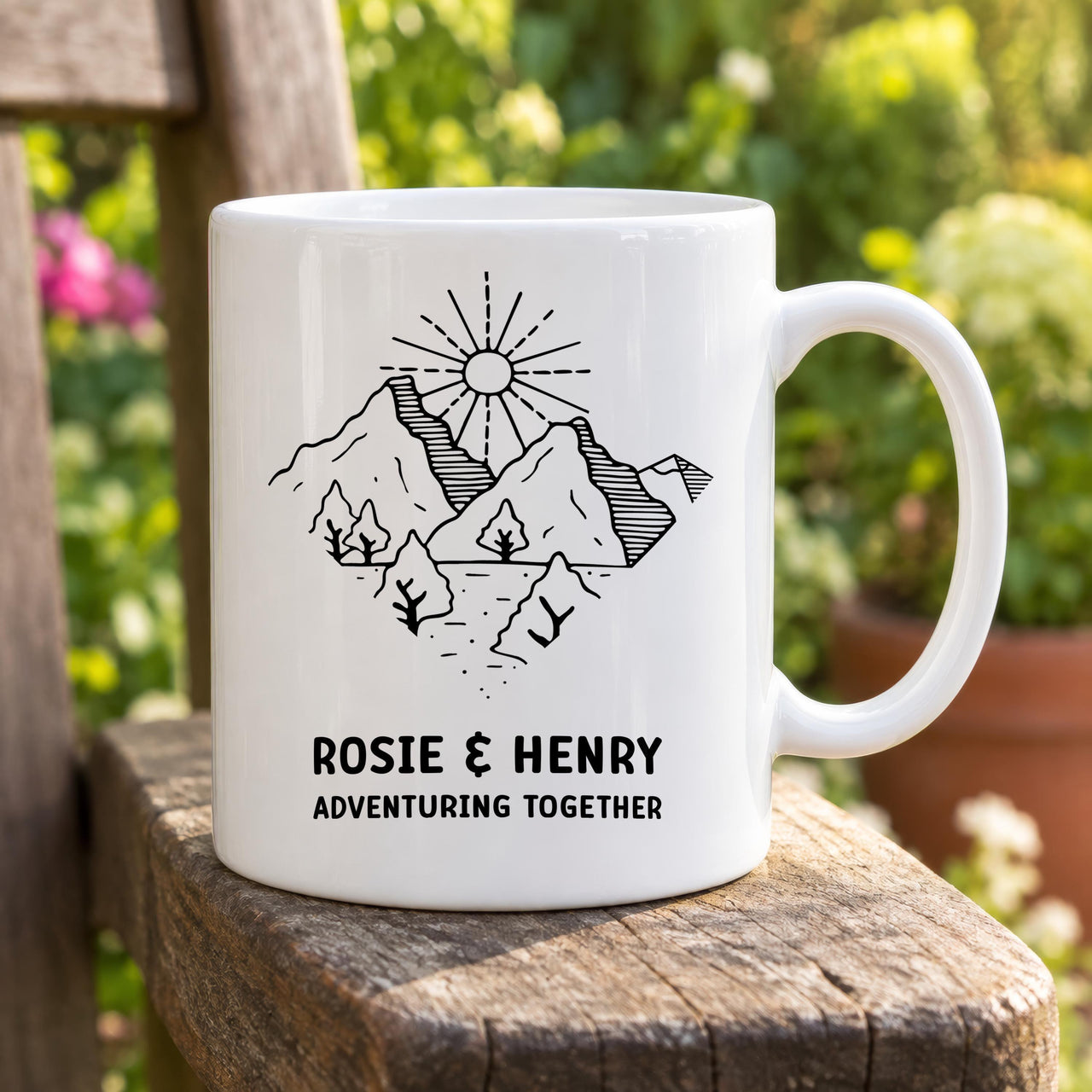 Personalised Mountain Range Ceramic Mug - lifestyle