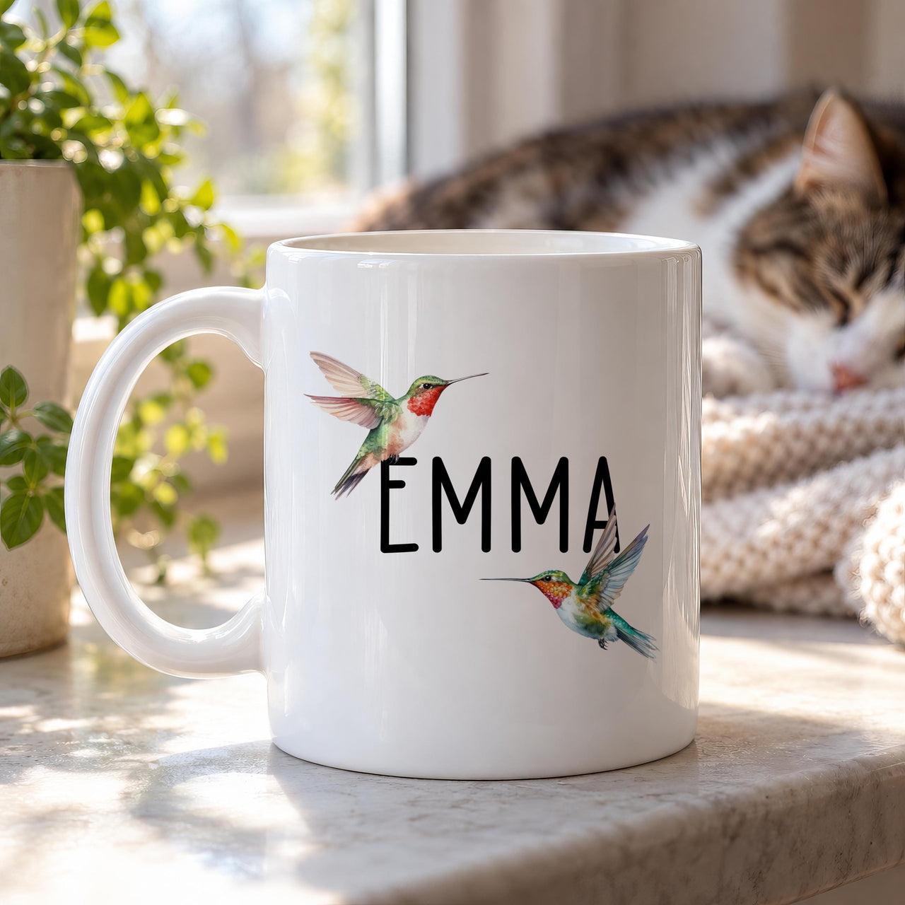 Personalised Hummingbird Bird Nerd Ceramic Mug - lifestyle