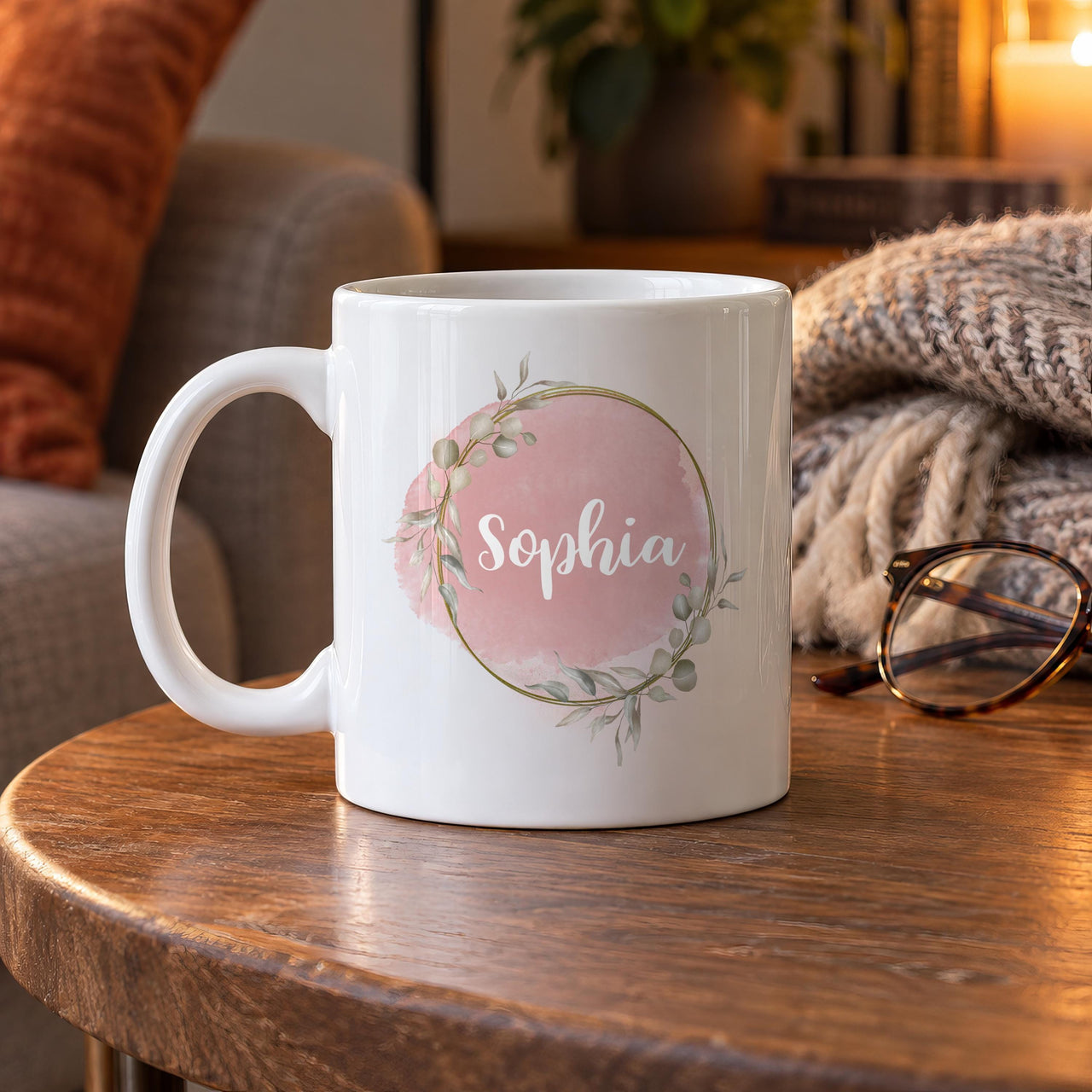 Personalised Blush Wreath Ceramic Mug - detail 6