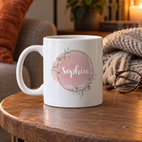 Personalised Blush Wreath Ceramic Mug - detail 6
