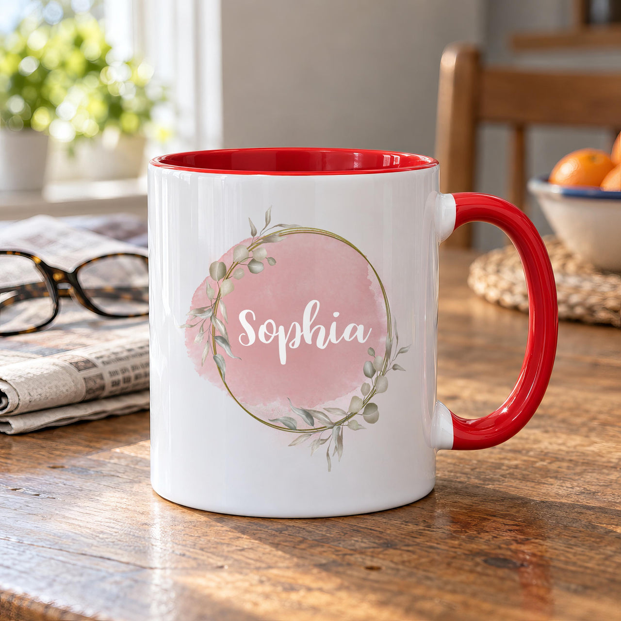 Personalised Blush Wreath Ceramic Mug - detail 8