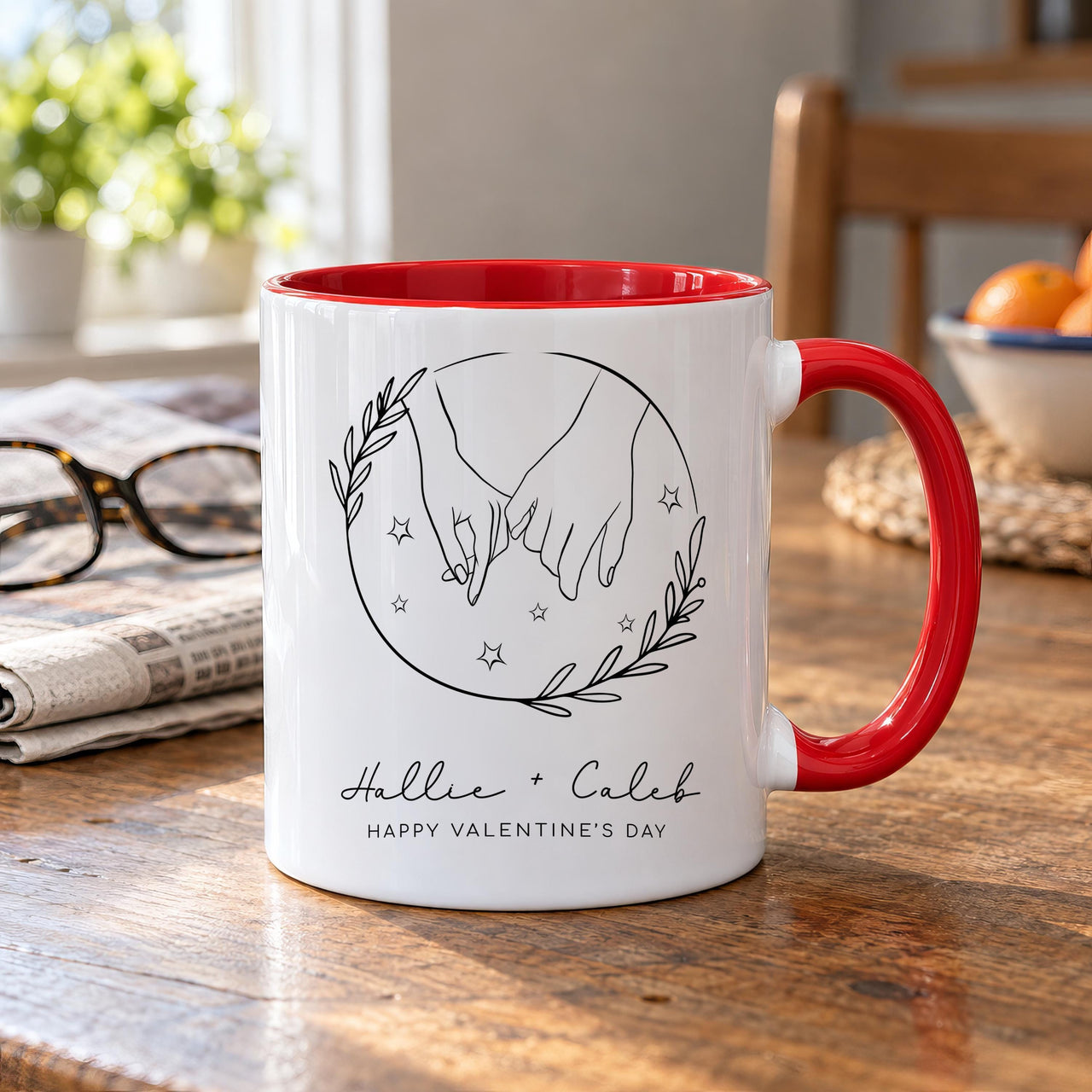 Personalised Line Art Holding Hands Ceramic Mug - detail 8