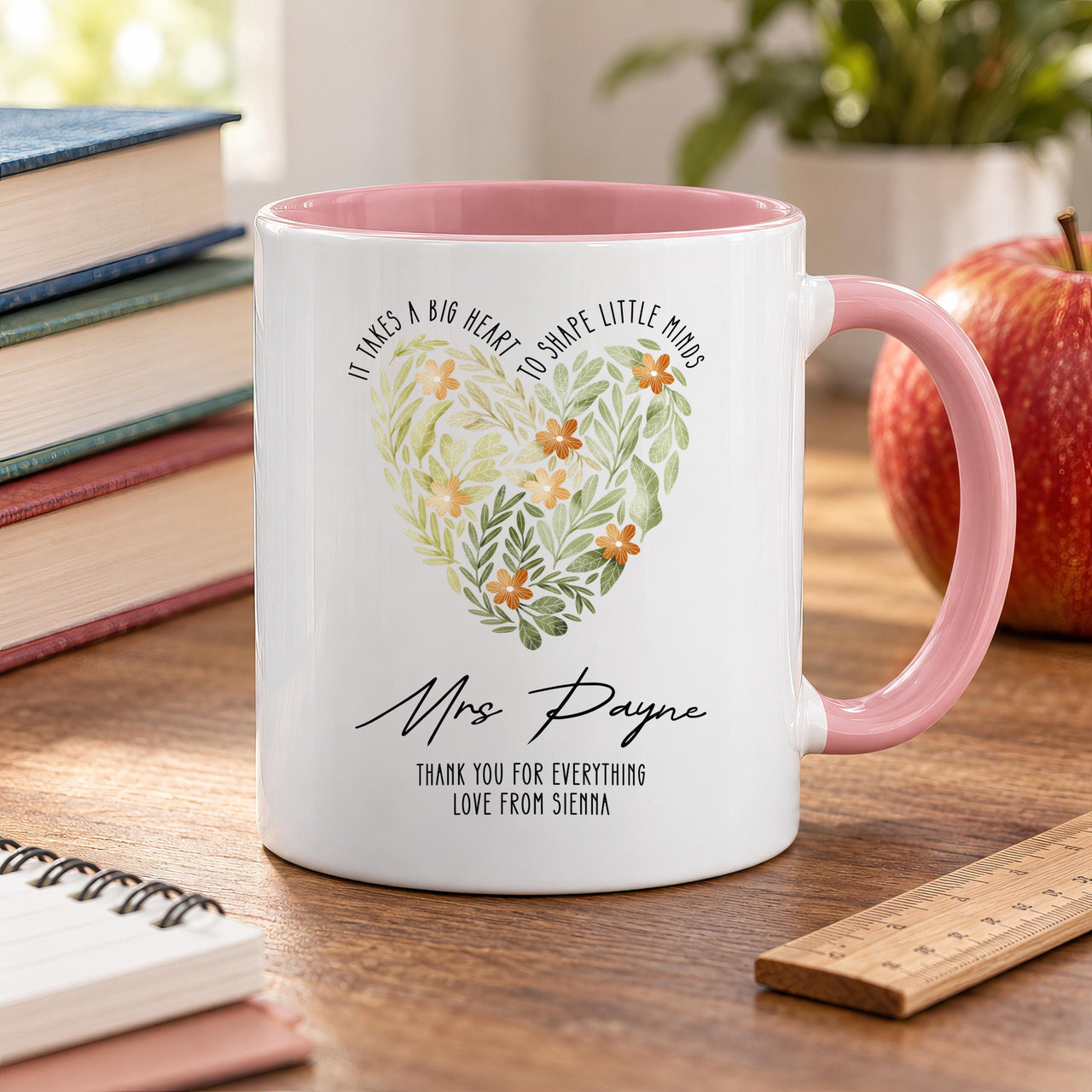 Personalised Leaf Heart Teacher Ceramic Mug - detail 9