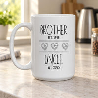 Personalised Brother to Uncle Ceramic Mug, Est Dates and Heart Icons - detail 13
