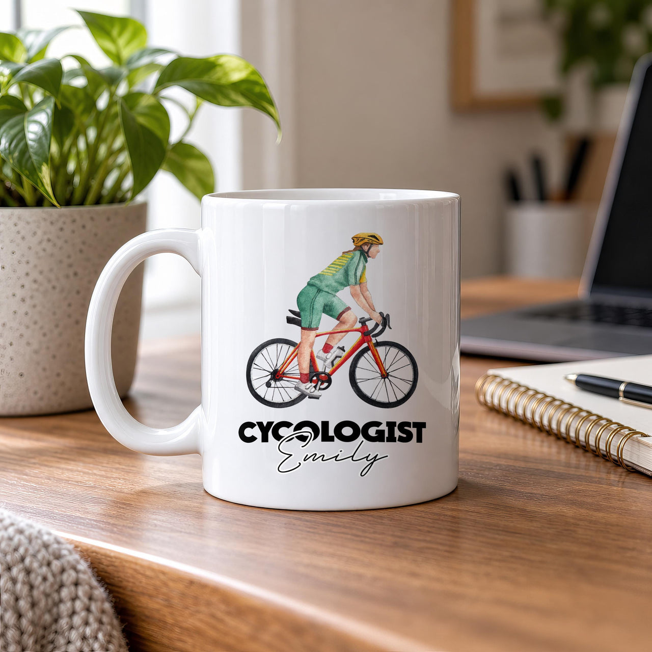Personalised Cycologist Cyclist Ceramic Mug - lifestyle