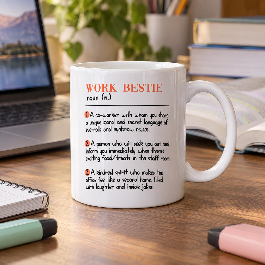 Personalised Work Bestie Ceramic Mug - photo of the finished product