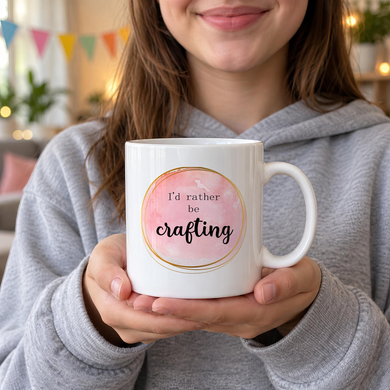 I'd Rather Be Crafting Ceramic Mug - lifestyle